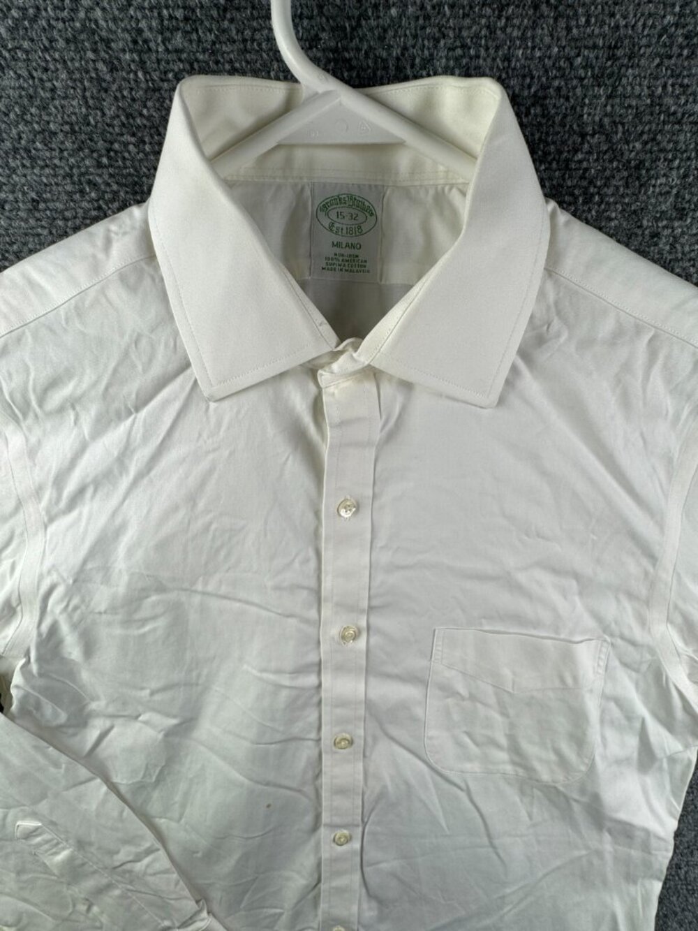 Brooks Brothers Long Sleeve Button Up Shirt 15 32 Milano Supima Cotton Adult